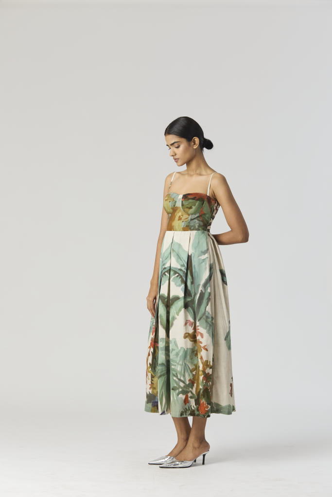 THE HUNT BRALETTE DRESS satin by Yam in green color for women in Singapore