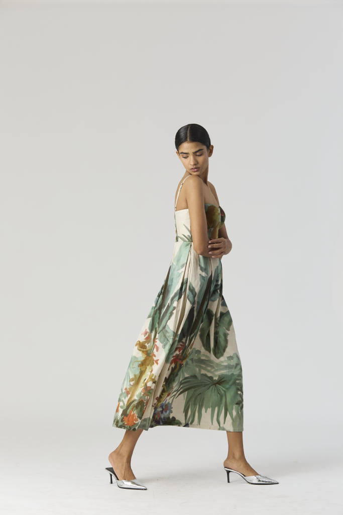 THE HUNT BRALETTE DRESS satin by Yam in green color for women in Singapore