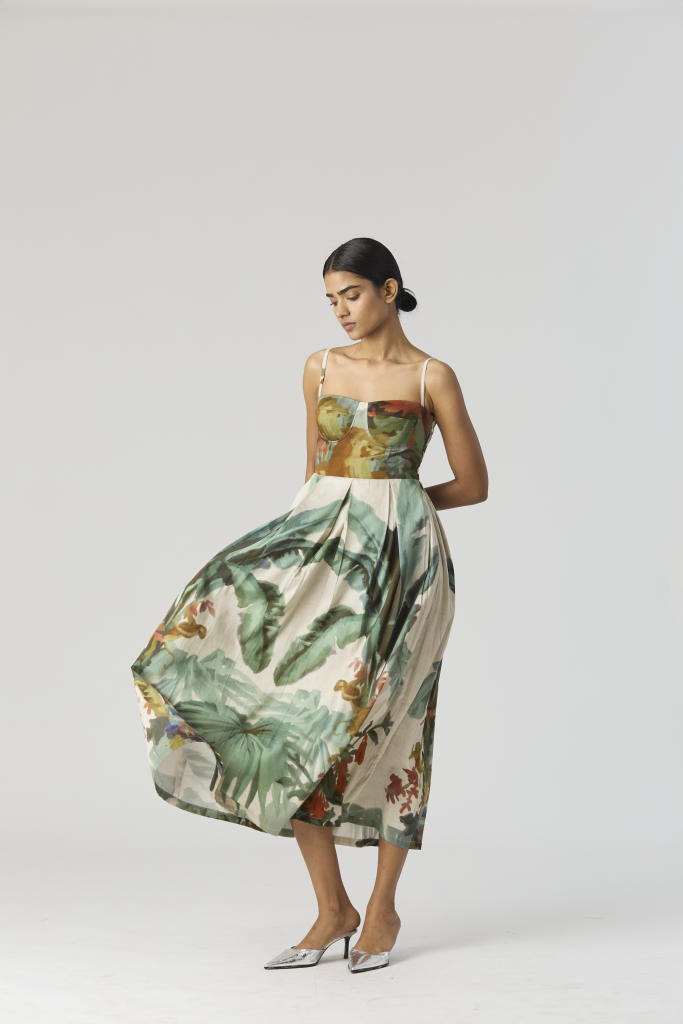 THE HUNT BRALETTE DRESS satin by Yam in green color for women in Singapore