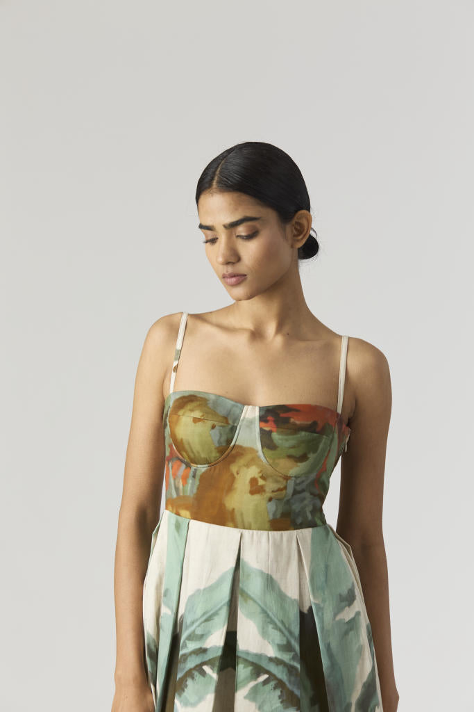 THE HUNT BRALETTE DRESS satin by Yam in green color for women in Singapore