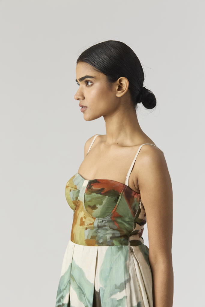 THE HUNT BRALETTE DRESS satin by Yam in green color for women in Singapore