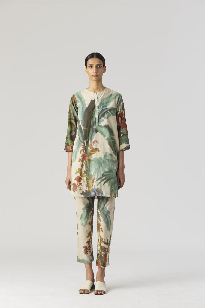 THE HUNT SHORT KURTA SET cotton by Yam in green color for women in Singapore