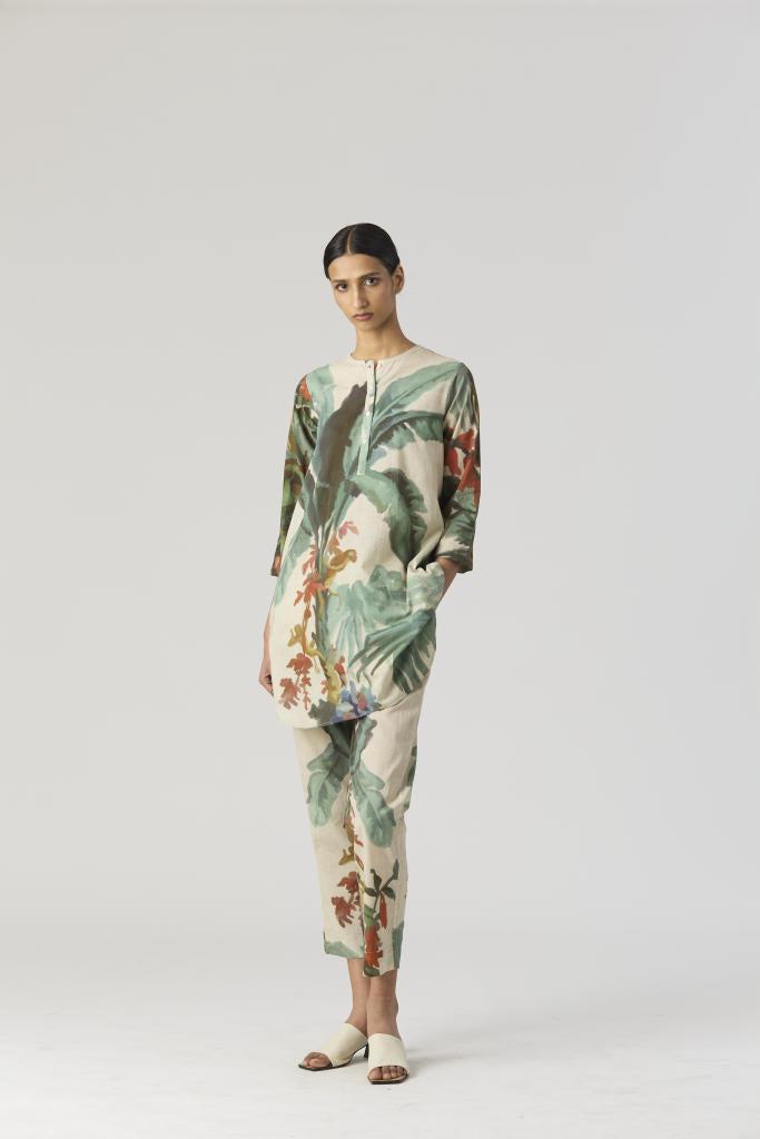 THE HUNT SHORT KURTA SET cotton by Yam in green color for women in Singapore