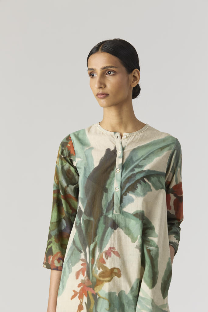THE HUNT SHORT KURTA SET cotton by Yam in green color for women in Singapore