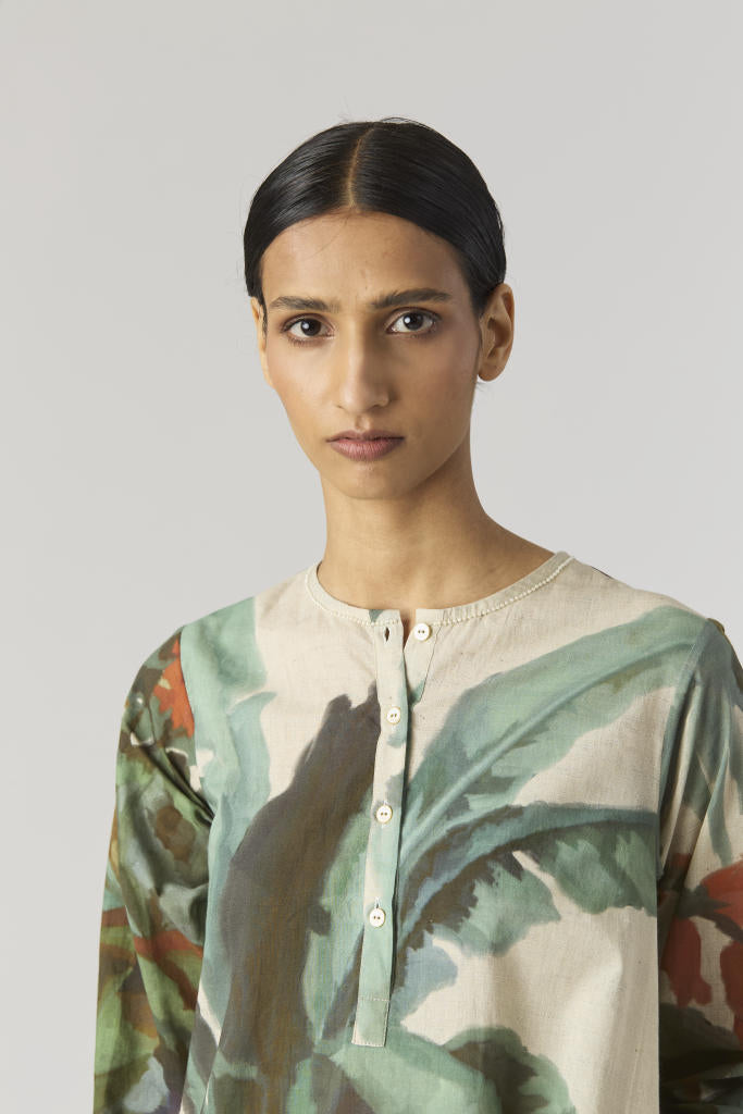 THE HUNT SHORT KURTA SET cotton by Yam in green color for women in Singapore