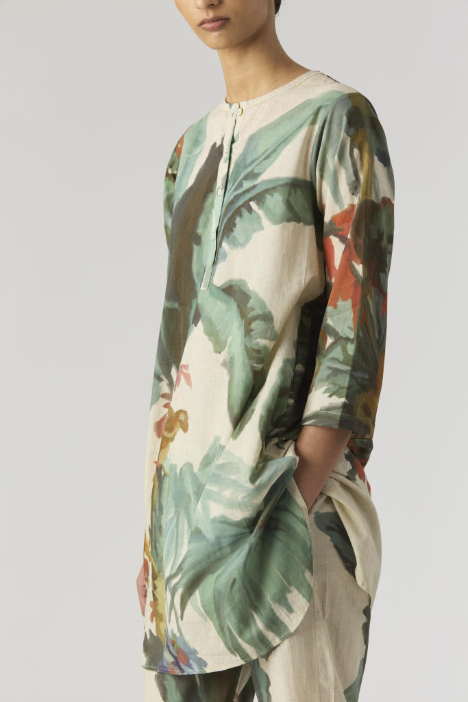 THE HUNT SHORT KURTA SET cotton by Yam in green color for women in Singapore