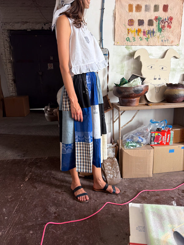 The Joy Skirt-Heritage Patchwork cotton skirt by World of Crow in multi-color for women in Singapore