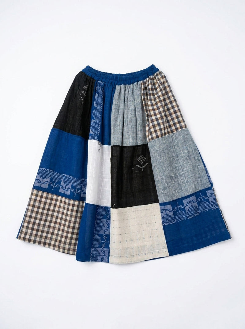 The Joy Skirt-Heritage Patchwork cotton skirt by World of Crow in multi-color for women in Singapore