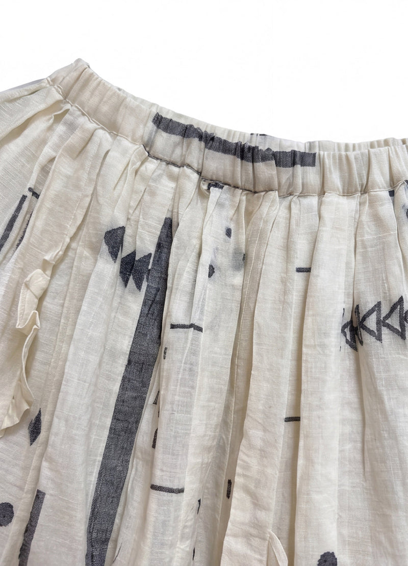 The Joy Skirt-Linear Jamdani Blend cotton jamdani skirt by World of Crow in off-white for women in Singapore