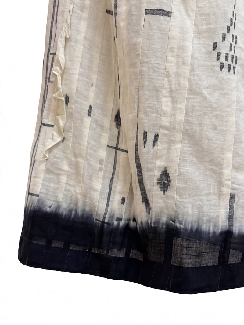 The Joy Skirt-Linear Jamdani Blend cotton jamdani skirt by World of Crow in off-white for women in Singapore