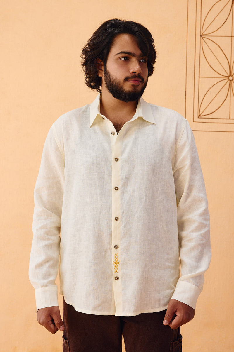 The Keepsake Men's Linen Shirt linen top/shirt by SUI in off-white for women in Singapore