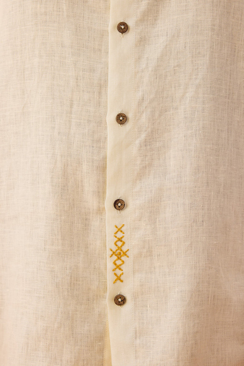 The Keepsake Men's Linen Shirt linen top/shirt by SUI in off-white for women in Singapore
