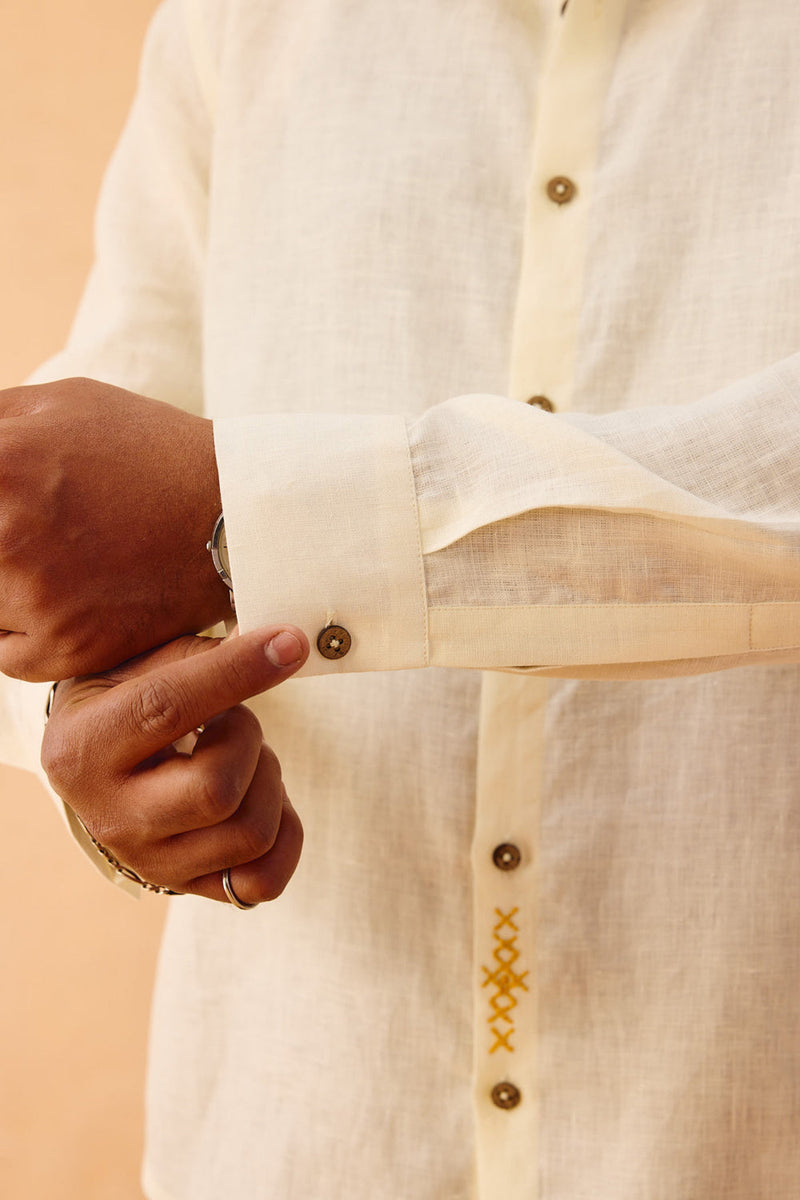 The Keepsake Men's Linen Shirt linen top/shirt by SUI in off-white for women in Singapore
