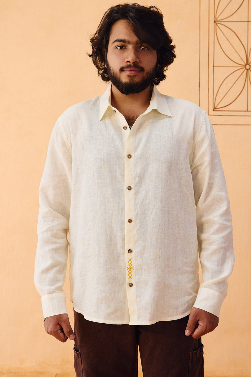 The Keepsake Men's Linen Shirt linen top/shirt by SUI in off-white for women in Singapore