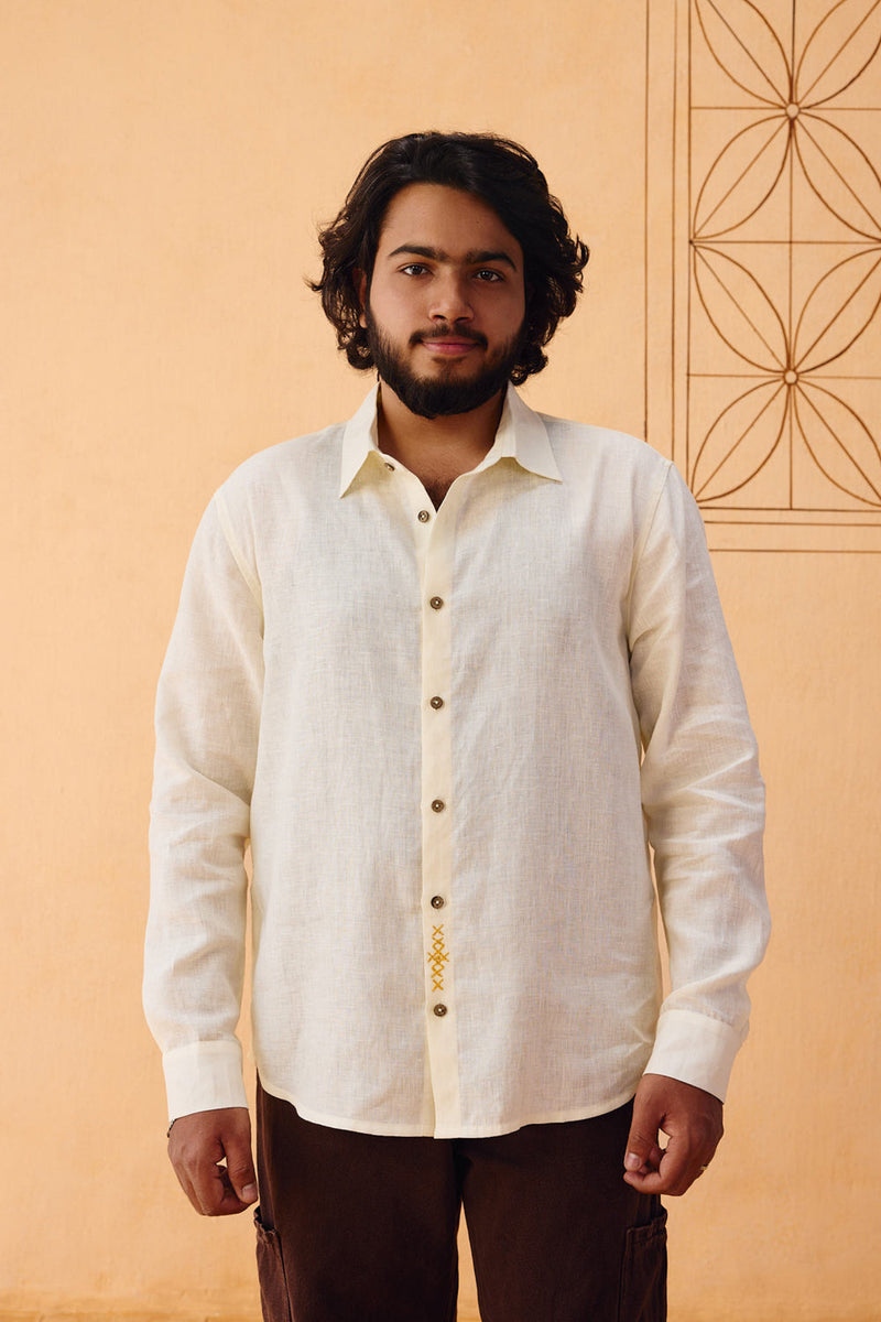 The Keepsake Men's Linen Shirt linen top/shirt by SUI in off-white for women in Singapore
