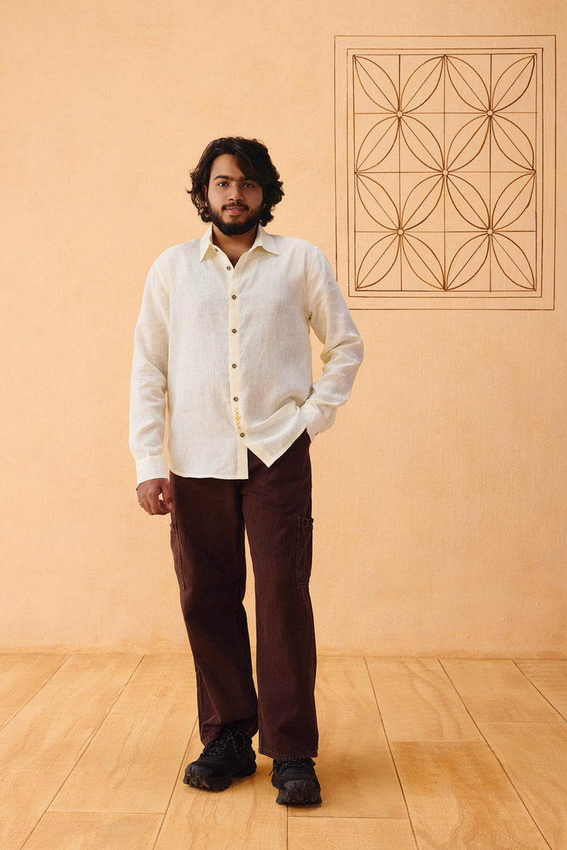 The Keepsake Men's Linen Shirt linen top/shirt by SUI in off-white for women in Singapore