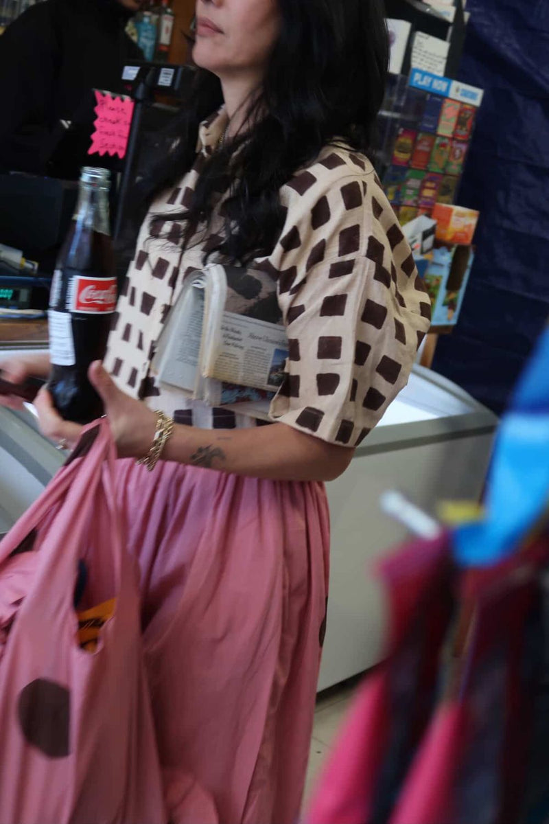 Classic Crow Skirt — Pink Polka cotton by World of Crow in pink color for women in Singapore