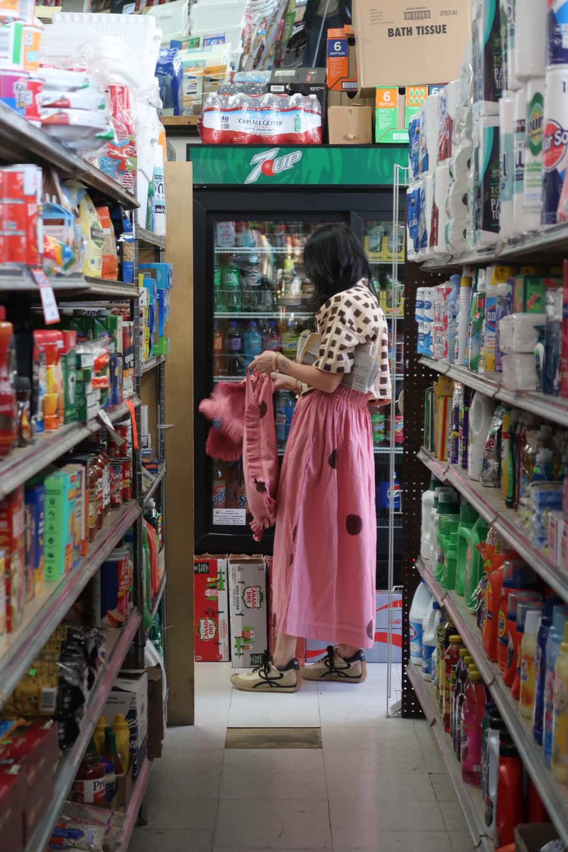 Classic Crow Skirt — Pink Polka cotton by World of Crow in pink color for women in Singapore