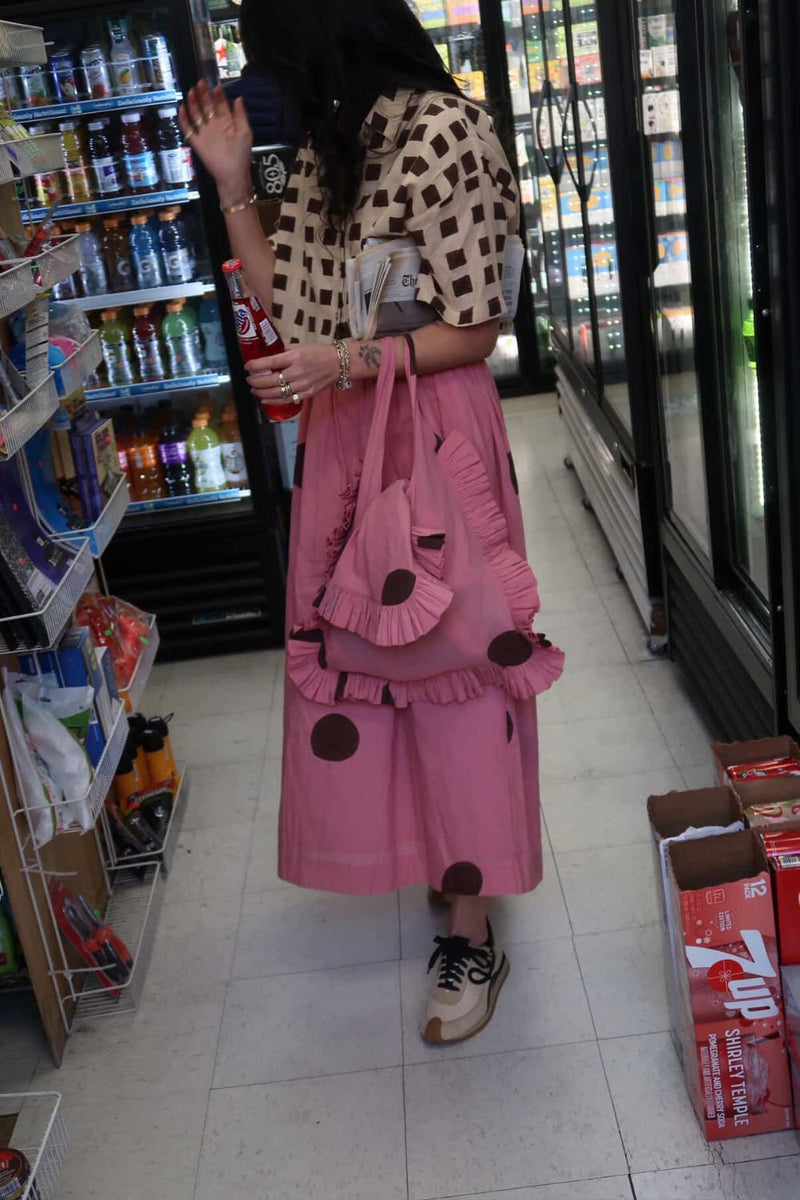 Classic Crow Skirt — Pink Polka cotton by World of Crow in pink color for women in Singapore