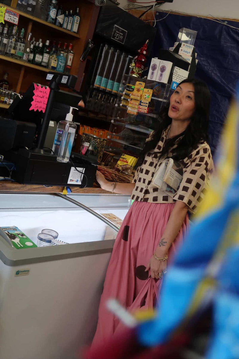 Classic Crow Skirt — Pink Polka cotton by World of Crow in pink color for women in Singapore