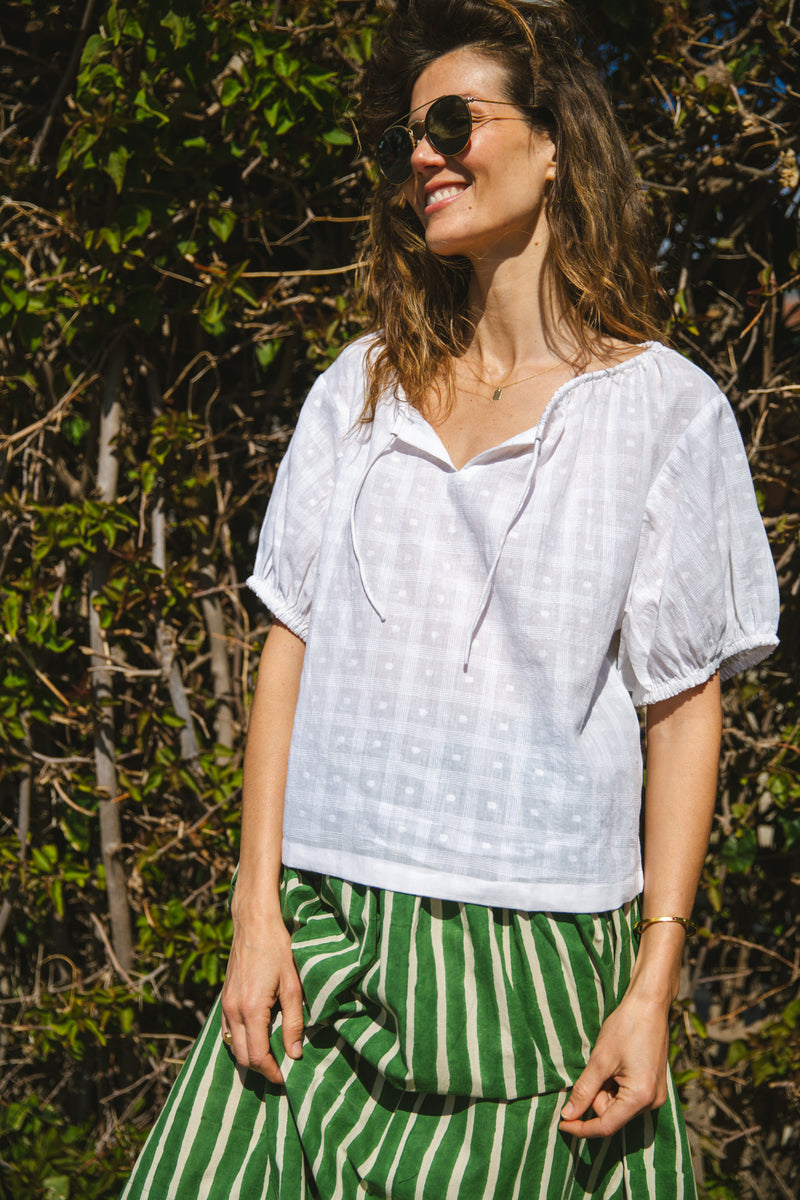 The Mary Top-White cotton by World of Crow in white color for women in Singapore