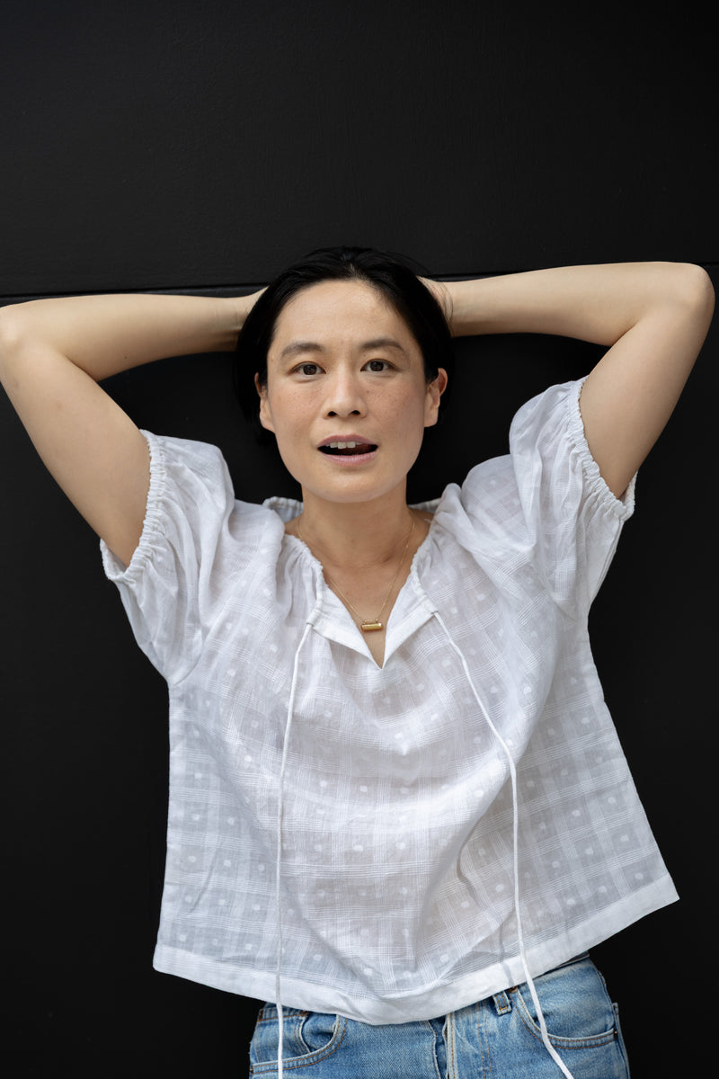 The Mary Top-White cotton by World of Crow in white color for women in Singapore