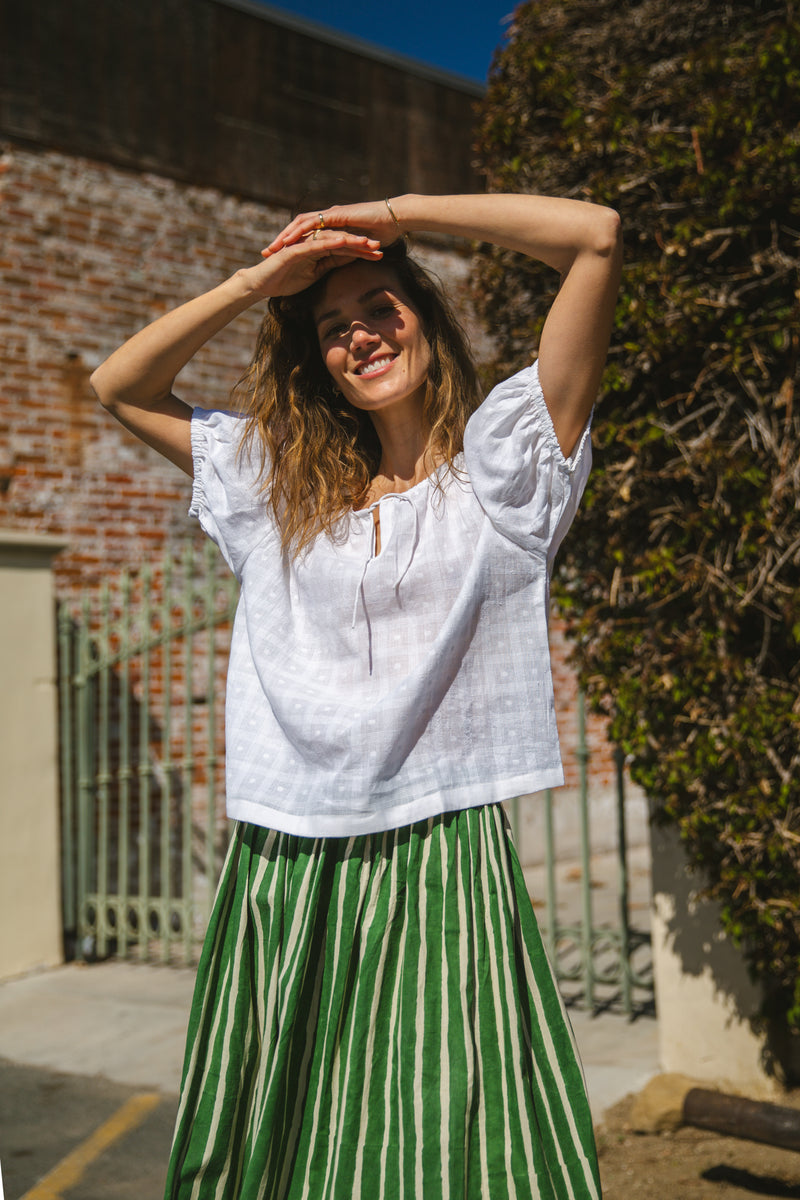 The Mary Top-White cotton by World of Crow in white color for women in Singapore