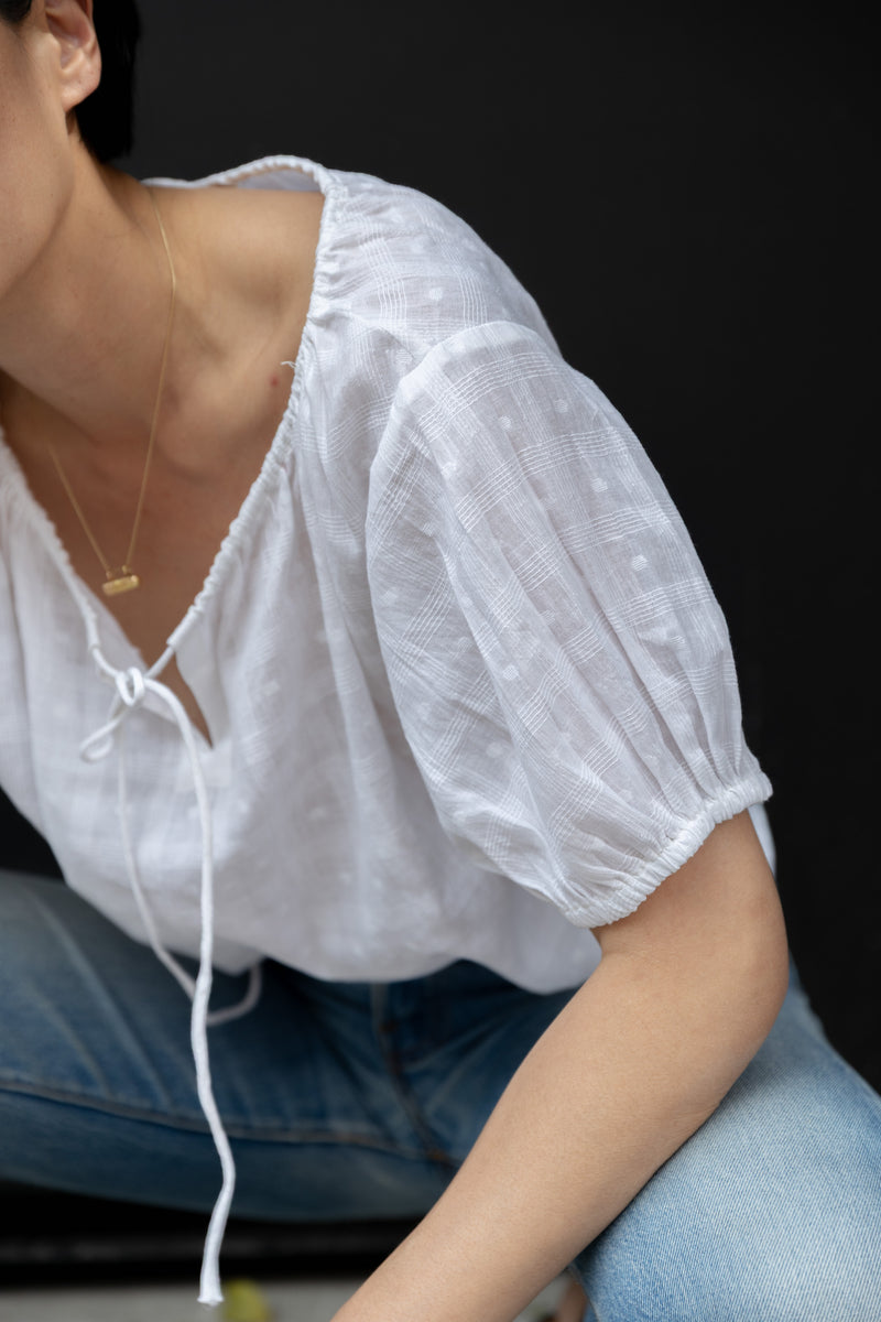 The Mary Top-White cotton by World of Crow in white color for women in Singapore