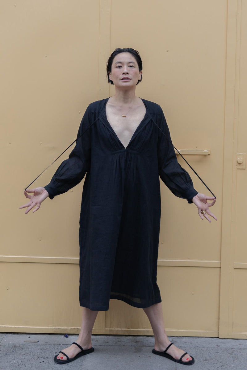 The Met Dress-Black cotton by World of Crow in black color for women in Singapore