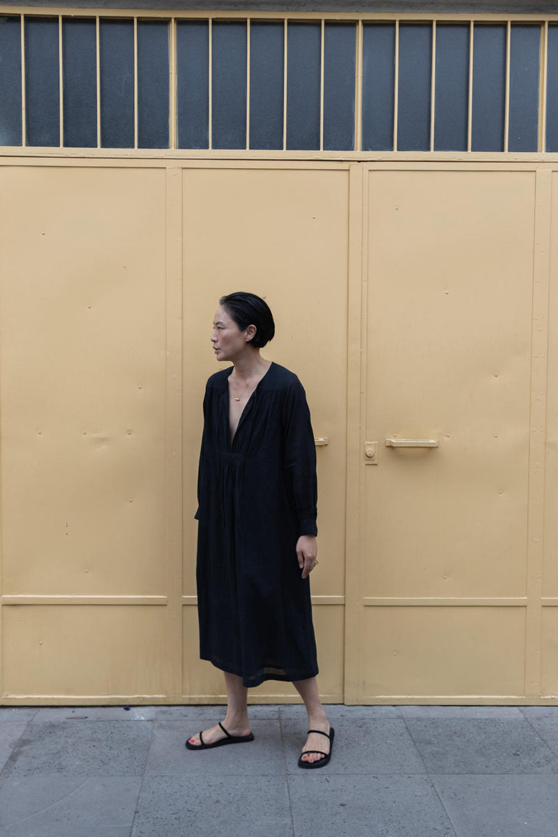 The Met Dress-Black cotton by World of Crow in black color for women in Singapore