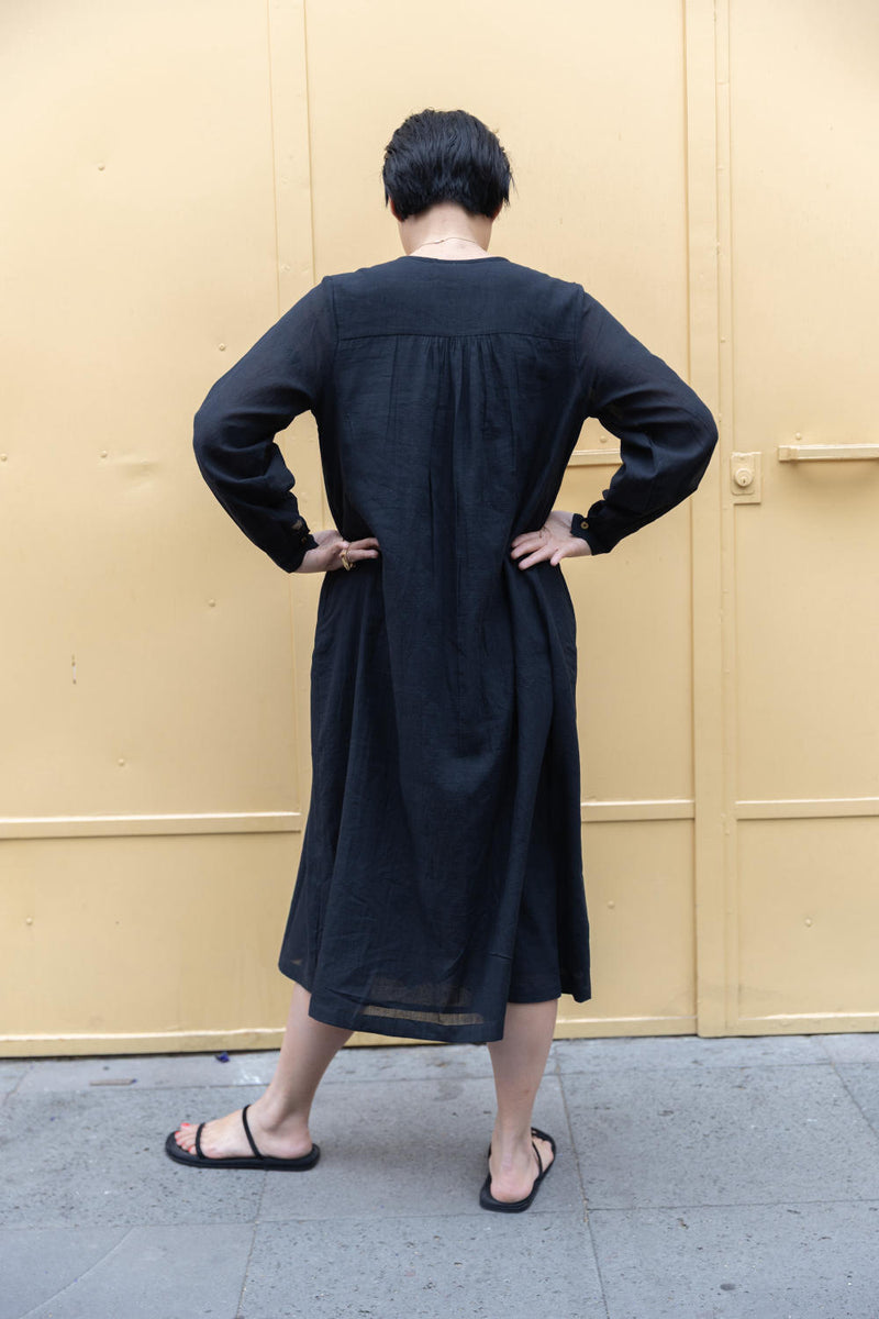 The Met Dress-Black cotton by World of Crow in black color for women in Singapore