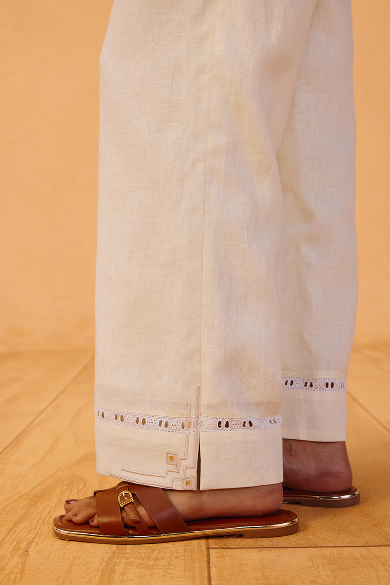 The Neev Linen Trousers 100% linen pant/trouser by SUI in off-white for women in Singapore
