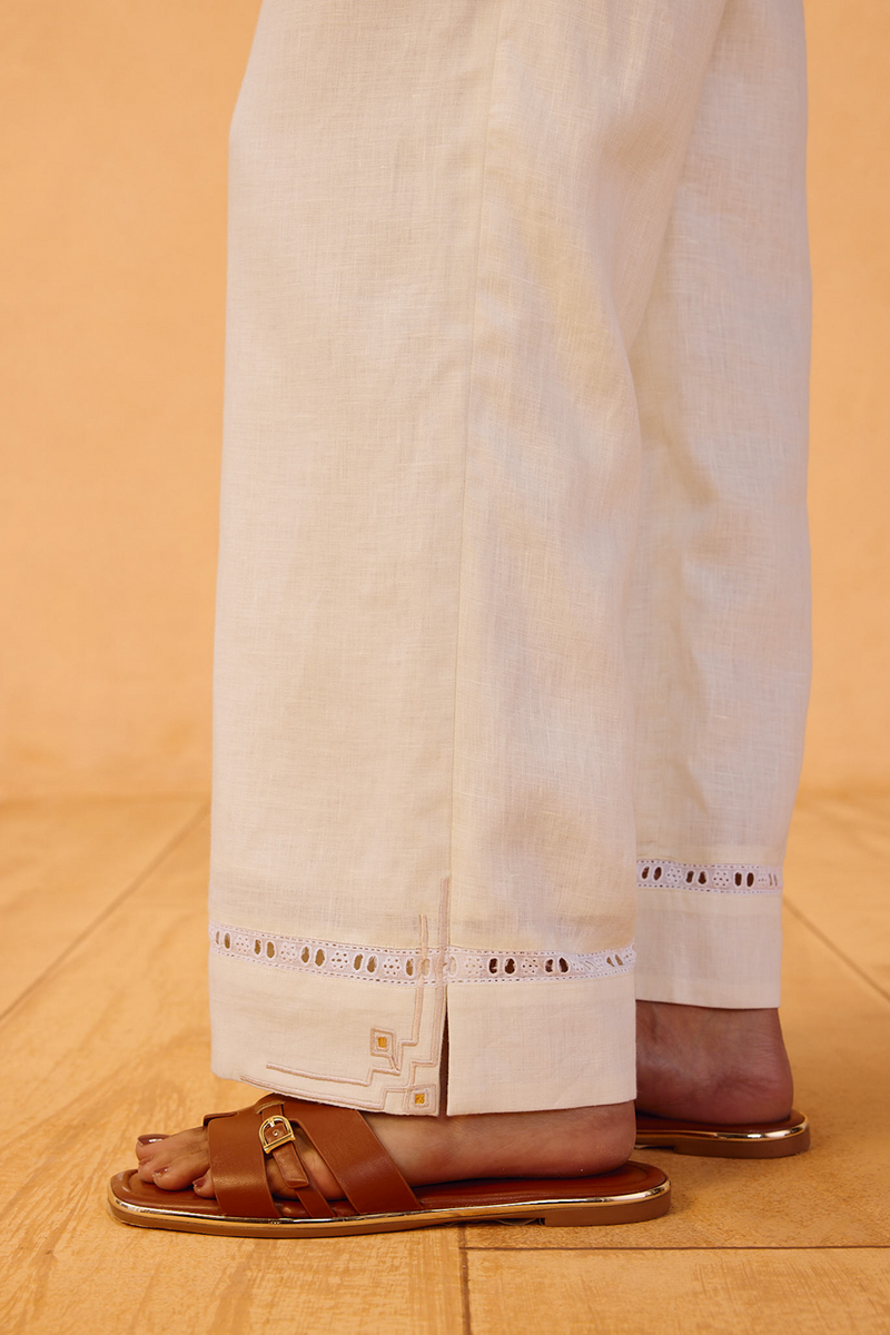 The Neev Linen Trousers 100% linen pant/trouser by SUI in off-white for women in Singapore