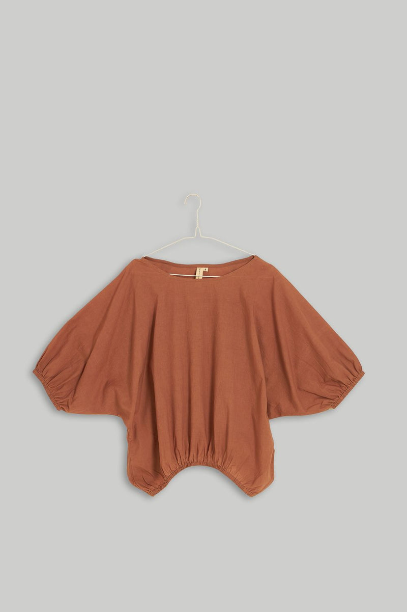 The Noe Top- Burnt Orange cotton by World of Crow in brown color for women in Singapore