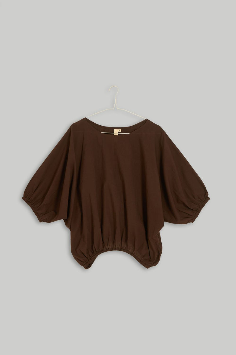 The Noe Top - Dark Brown cotton by World of Crow in brown color for women in Singapore