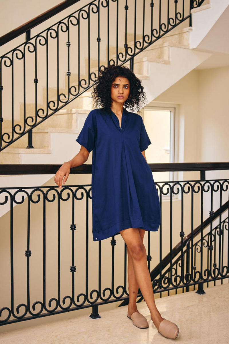 The Novelty Dress cotton by Khara Kapas in blue for women in Singapore