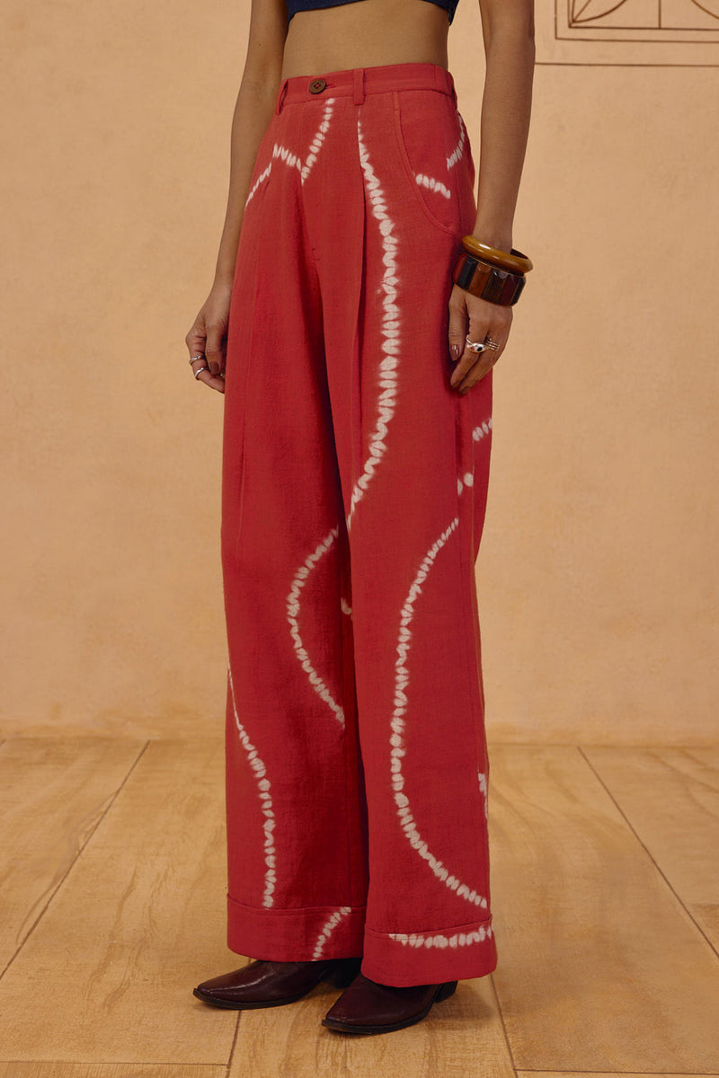 The Path Handspun Handwoven Trousers organic cotton pant/trouser by SUI in orange for women in Singapore
