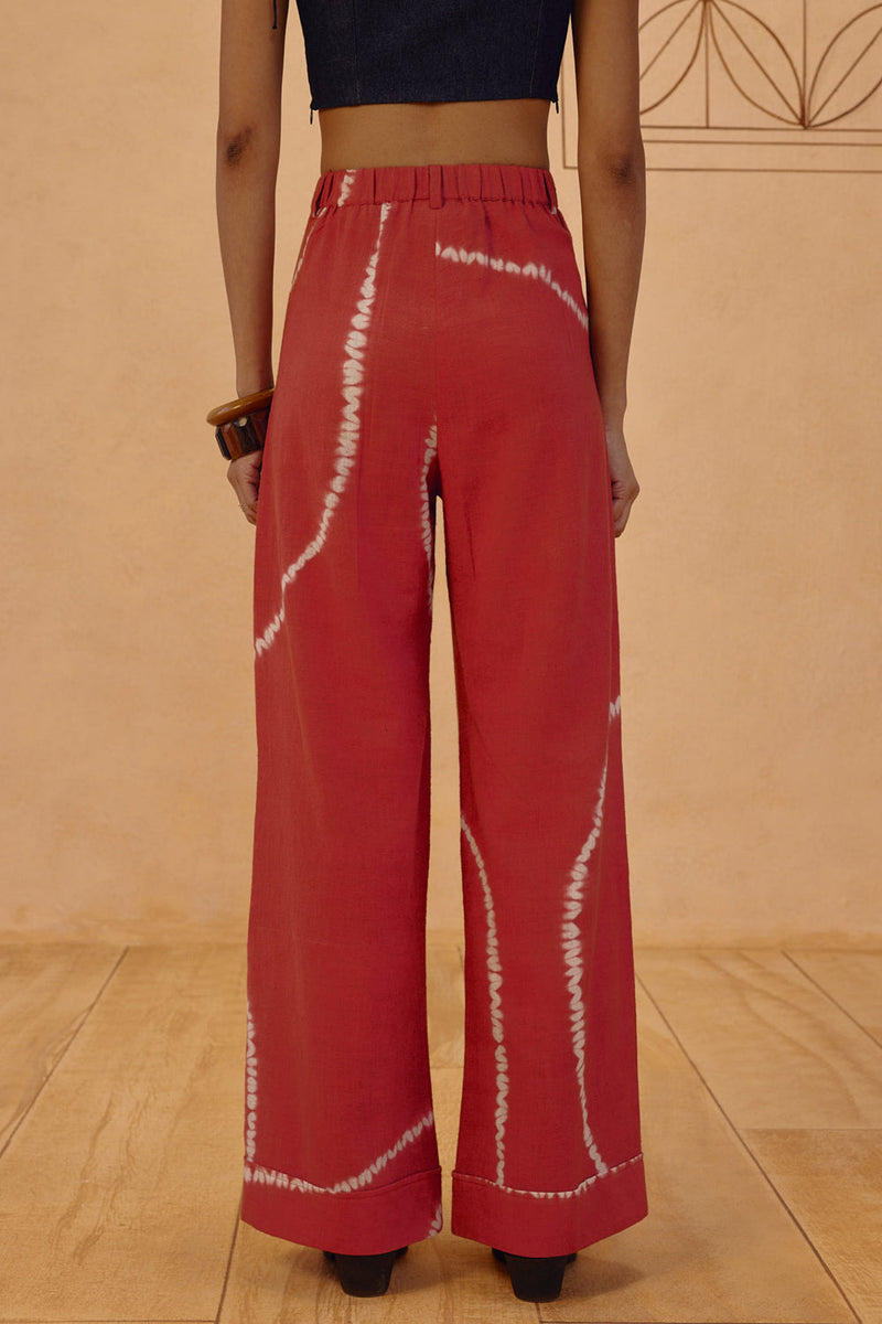 The Path Handspun Handwoven Trousers organic cotton pant/trouser by SUI in orange for women in Singapore