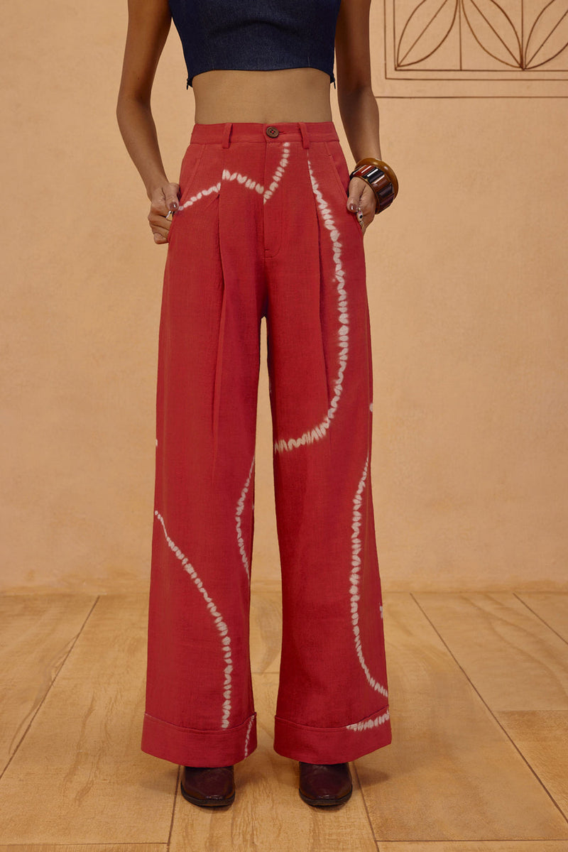 The Path Handspun Handwoven Trousers organic cotton pant/trouser by SUI in orange for women in Singapore