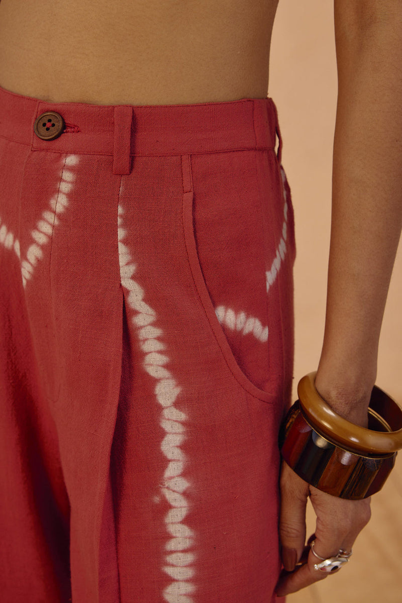 The Path Handspun Handwoven Trousers organic cotton pant/trouser by SUI in orange for women in Singapore