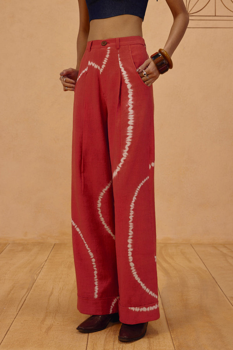 The Path Handspun Handwoven Trousers organic cotton pant/trouser by SUI in orange for women in Singapore