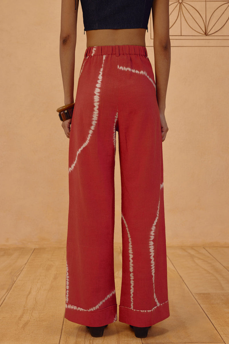 The Path Handspun Handwoven Trousers organic cotton pant/trouser by SUI in orange for women in Singapore