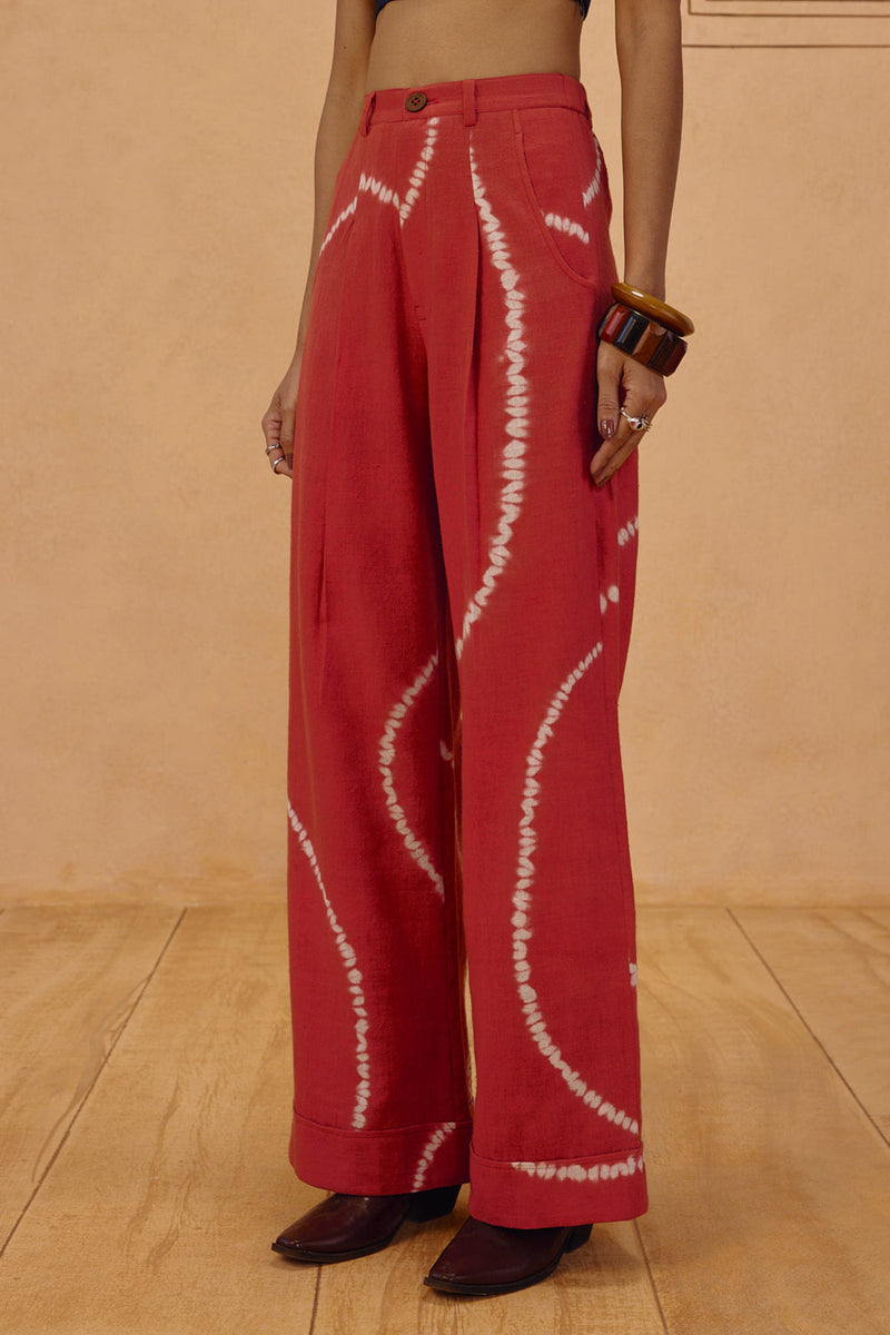 The Path Handspun Handwoven Trousers organic cotton pant/trouser by SUI in orange for women in Singapore