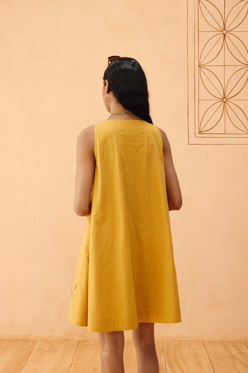 The Radiant Organic Cotton Dress poplin dress by SUI in mustard for women in Singapore