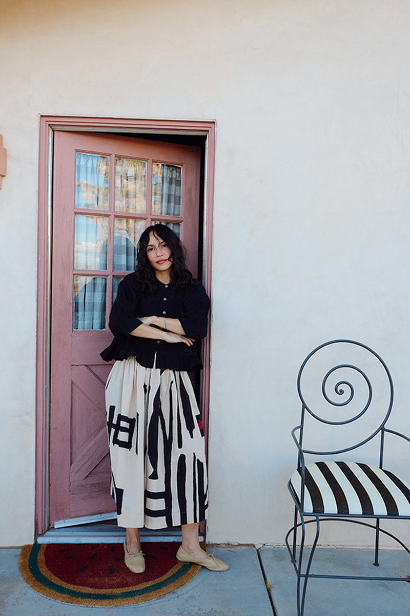 The Scarlet Frill Top-Black fine muslin top/shirt by World of Crow in black for women in Singapore