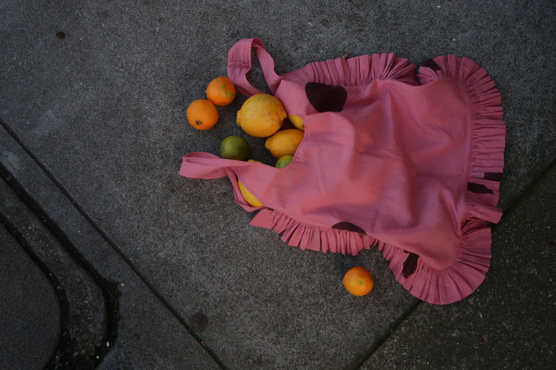 The Soho Dot Ruffle Bag cotton by World of Crow in pink color for women in Singapore