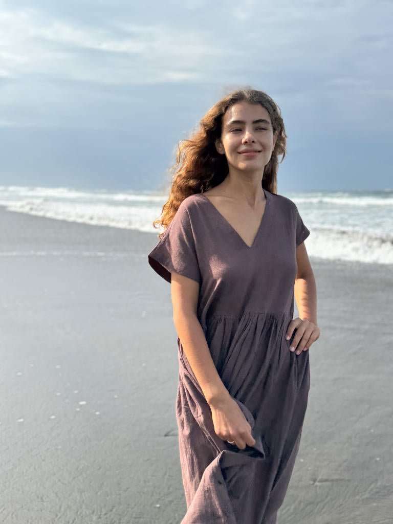 The Amri Dress cotton by World of Crow in brown color for women in Singapore