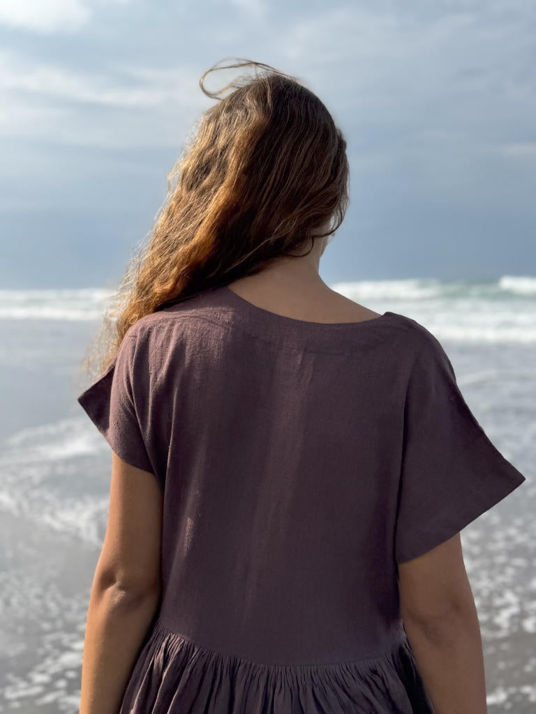 The Amri Dress cotton by World of Crow in brown color for women in Singapore