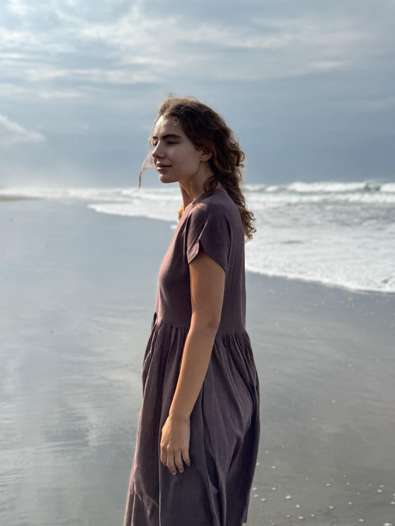 The Amri Dress cotton by World of Crow in brown color for women in Singapore