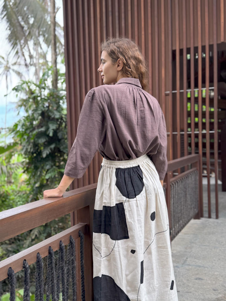 The Big Dot Skirt cotton by World of Crow in black color for women in Singapore